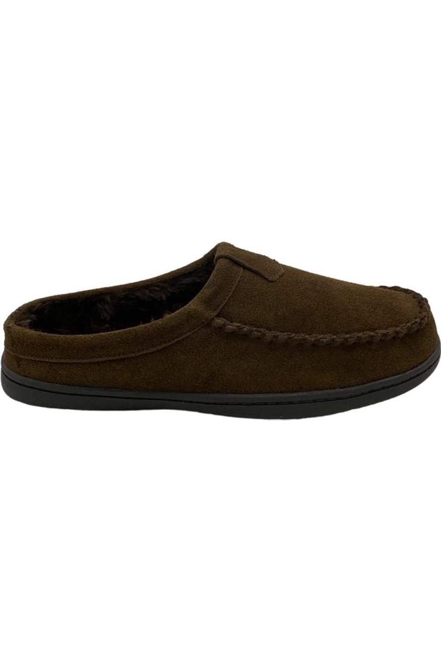 Clarks Suede Men's Faux-Fur Lined Clog Slippers Brown - Medium